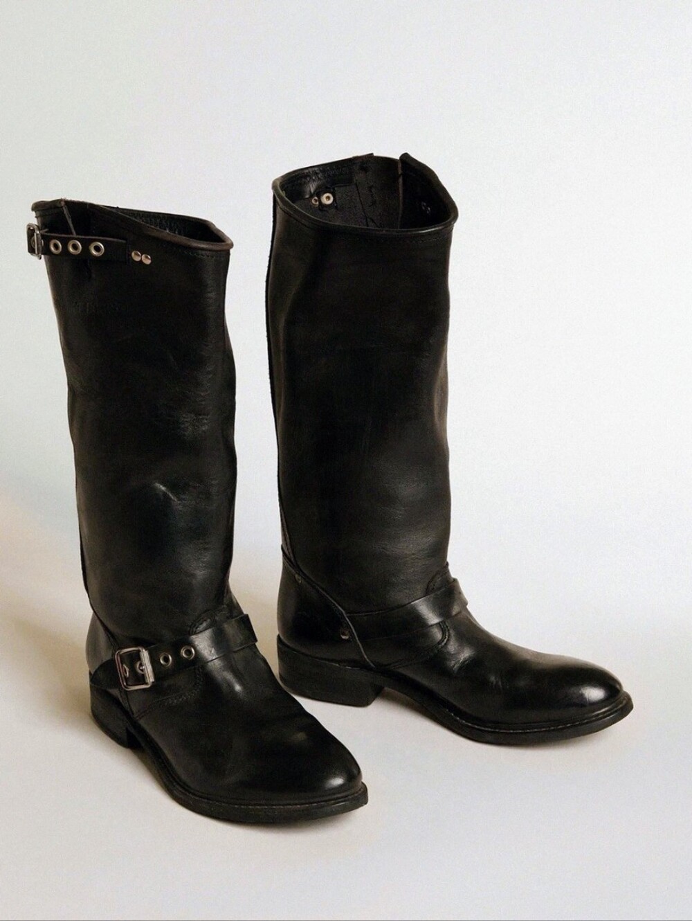 Golden Goose GGBD Black Leather Tall Biker Boots Sz 40/9.5 US Rare!